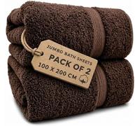 2X Extra Large Super Jumbo Bath Sheets Towels 100 cm W x 200 cm L Body Wrap Premium Quality 100% Egyptian Cotton Beach, Gym, Spa, Hotel Towel Set Super Soft XL Bath Towel 600-GSM (Chocolate Brown)