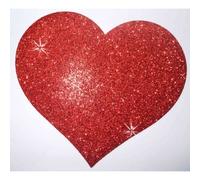 2X Fabric Glitter 4 Inches Heart Red Iron-On Craft Dance Costume Tshirt Transfer Patch