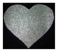 2X Fabric Glitter 4 Inches Heart Silver Iron-On Craft Dance Costume Tshirt Transfer Patch