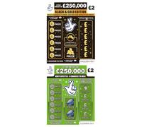2x Fake £250,000 Winning Scratch Cards, Realistic Lottery Prank Tickets, Funny Scratch-Off Joke Gag Gift for Birthdays, Christmas, Secret Santa and Parties