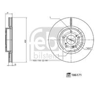 2X Febi 186171 Front Brake Discs Pair 312mm Vented 45251TLAA00