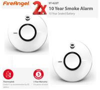 2x FireAngel ST-622T 10 Year Thermally Enhanced Optical Smoke Alarm Thermoptek