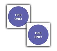 2X Fish Only - Allergen Food Stickers - Colour Coded Chopping Board Sign Kitchen Labels - 100mm x 100mm