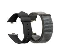 kwmobile Smartwatch Band Compatible with Xiaomi Redmi Watch 4 Strap - 2x TPU SIlicone and Nylon Straps - Black/Dark Grey