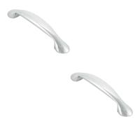 2x Flared Cabinet Pull Handle 165.5 x 23mm 128mm Fixing Centres Chrome