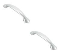 2x Flared Cabinet Pull Handle 165.5 x 23mm 128mm Fixing Centres Chrome Loops Multi One Size