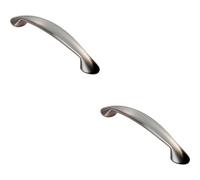 2x Flared Cabinet Pull Handle 165.5 x 23mm 128mm Fixing Centres Satin Nickel
