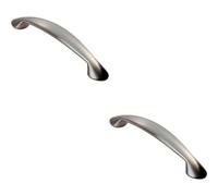2x Flared Cabinet Pull Handle 165.5 x 23mm 128mm Fixing Centres Satin Nickel Loops Metallics One Size