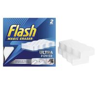 2x Flash Magic Eraser Sponge | Ultra Power Erases 100% Chemical Free Multi-Functional Sponge Long-Lasting Easy Cleaning for Crayon, Grease and Grimes Comfort and Effortless Shine (Pack of 1 (2pc))