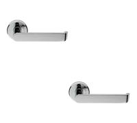 2x Flat Faced Lever on Concealed Fix Round Rose 50.5mm Diameter Polished Chrome