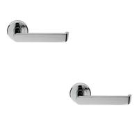 2X Flat Faced Lever On Concealed Fix Round Rose 50.5mm Diameter Polished Chrome