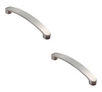 2x Flat Fronted Bow Pull Handle 140 x 12mm 128mm Fixing Centres Satin Nickel