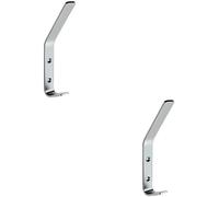 2x Flat One Piece Hat & Coat Hook 175 x 20mm Satin Anodised Aluminium Loops Multi One Size