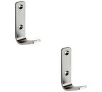 2x Flat One Piece Single Coat Hook 70 x 20mm Satin Anodised Aluminium