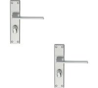 2x Flat Straight Lever on Bathroom Backplate Handle 180 x 40mm Satin Chrome