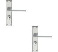 2X Flat Straight Lever On Bathroom Backplate Handle 180 X 40mm Satin Chrome