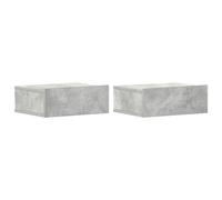 2x Floating Nightstand Concrete Grey Engineered Wood Wall-mounted Shelf vidaXL