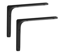2X Floating Shelf Brackets,90° Right Angle Scaffold Shelves Brackets,Wall Mounted Cold Rolled Steel Shelf Support Brackets for Study Office Storage Shelf,with Screws,Black (300mm(11.8in))