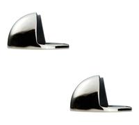 2x Floor mounted Oval Doorstop 44 x 22mm Polished Nickel Half Moon Stopper