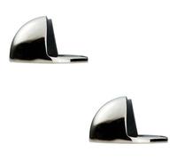2x Floor mounted Oval Doorstop 44 x 22mm Polished Nickel Half Moon Stopper