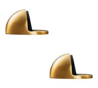 2X Floor Mounted Oval Doorstop 44 X 22mm Satin Brass Half Moon Stopper