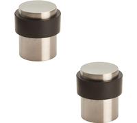 Loops 2x Floor Mounted Pedastal Doorstop with Rubber Buffer 40 x 30mm Satin Steel in Metallics Loops Metallics