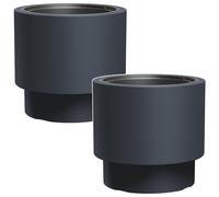 2x Flower Pot Plant Pot with Insert Frost-resistant Anthracite 37cm