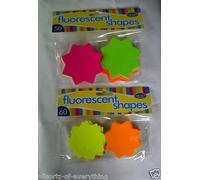 2X Fluorescent Neon Card Stars 60 x 6cm Markets Shops
