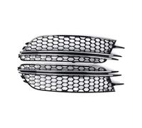 2X Fog Light Lamp Grille Grill Cover Compatible With Audi A6 C7 Sedan Pre-facelift 2012-2015 Honeycomb Mesh 4G0807681 4G0807682(Chrome Silver-B)