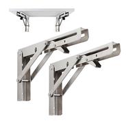 2X Foldable Shelf Brackets, Heavy-Duty Shelve Supports, 90-Degree Right-Angle Wall-Mounted Shelf Bracket, Metal Floating Decorative Shelve Brackets,silver-55x20cm/21.7 * 7.9in