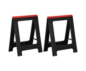 2x Foldable Work Trestles Black and Red Polypropylene 350 kg Trestle vidaXL