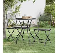 (2) vidaXL 2/4x Folding Garden Chairs Expanded Metal Mesh Anthracite Patio Seat