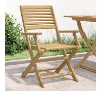 2x Folding Garden Chairs - Solid Acacia Wood, Slatted Design, Outdoor Patio