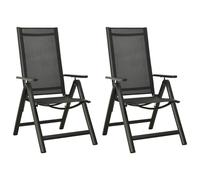 2x Folding Garden Chairs Textilene and Aluminium Black Outdoor vidaXL