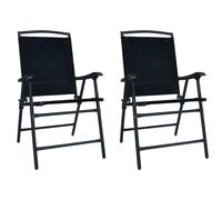 Folding Garden Chairs Textilene Steel Black 62x59x93 cm 2pcs Foldable PatioSetXL
