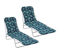2x Folding Sun Loungers Bench Chair Day Bed Steel&Fabric Multi Colours vidaXL