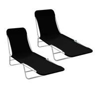 vidaXL 2x Folding Sun Loungers Steel and Fabric Pink Camping Beach Recliner