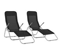 2x Folding Sunloungers with Swing Frame Textilene Daybed Multi Colours vidaXL