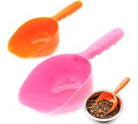 2x Food Scoops for Dog Treat Storage Container - Dogs, Cats, Rabbits, Ferrets, Birds - Use with Pet feed Storages, Container, Pets feeding bin - Portable, Travel, Lightweight (Pink/Orange)