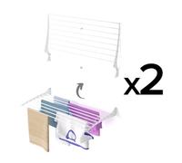 2X Foxydry Fold 100X2, Steel And Aluminium Folding Up Wall-Mounted Clotheshorse, 100X9X50 Cm White2 Pieces