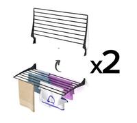 2X Foxydry Fold 102 Cm Black, Wall-Mounted Laundry Airer, Space-Saving Drying Rack