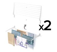 2X Foxydry Fold 116X2, Steel And Aluminium Folding Up Wall Mounted Clothes Rack, 116X9X50 Cm White 2 Pieces