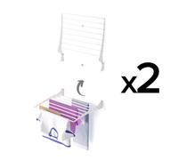 2X Foxydry Fold 60, Steel And Aluminium Folding Up Wall-Mounted Clotheshorse, 60X9X50 Cm White2 Pieces