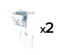 2X Foxydry Fold Down 62 Cm White, Space-Saving Wall-Mounted Drying Rack, Foldable Clothes Dryer