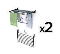 2X Foxydry Fold Down 82 Cm Black, Wall-Mounted Drying Rack, Compact Foldable Clothes Airer