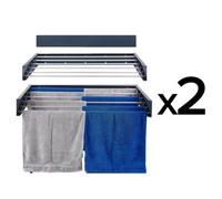 foxydry Hide Wall Mounted Clothes Airer Balcony Wall Drying Rack Outdoor Indoor Retractable Clothes Airer 2 Pieces 101 x 50 x 13 cm (2 x 101 cm, Anthracite)