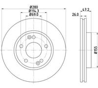 2x Front Brake Disc Fits Hyundai I30 Estate Sonata 5 Kia HELLA 8DD 355 118-151