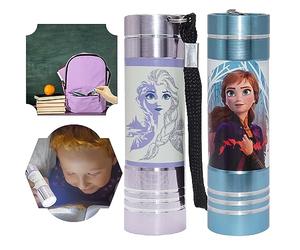 2X Frozen 8.7cm Small Handheld Torches, Aluminium Flashlights for Kids, 9 LEDs Water Resistant Torches for Camping Running 3+ Years