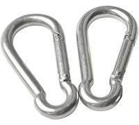 2x Galvanised Steel Carabiner Clip 120mm Long x 11mm Diameter | Utility Spring Snap Hook for DIY & General Use