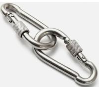 2x Galvanised Steel Carabiner Clip with Screw Lock 50mm Long x 5mm Diameter | Utility Spring Snap Hook for DIY & General Use